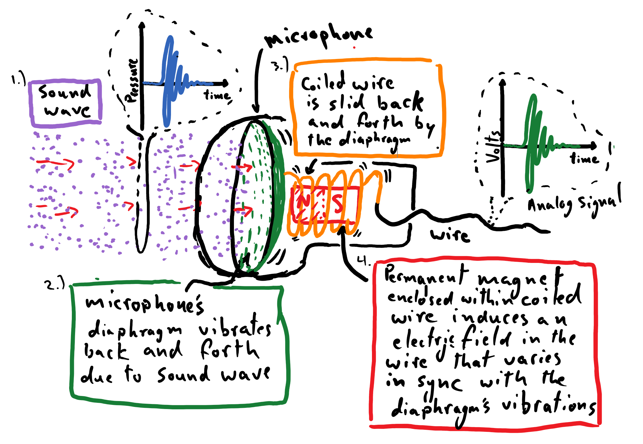 A breakdown of how a dynamic microphone works